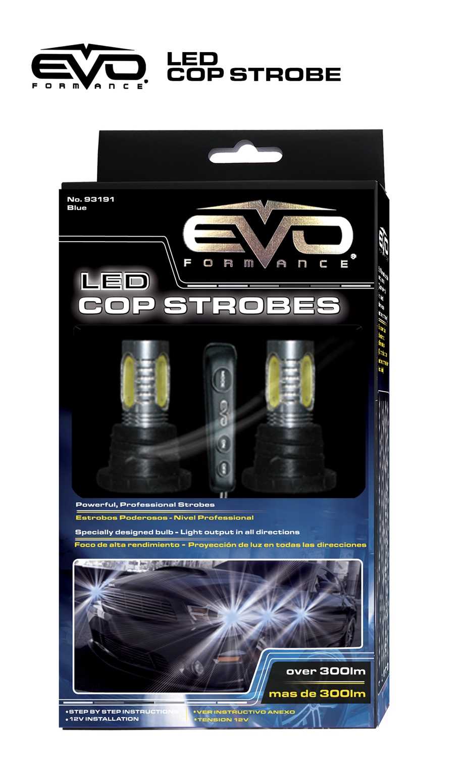 93191 CIPA Mirrors EVO Formance LED Cop Headlight Strobe