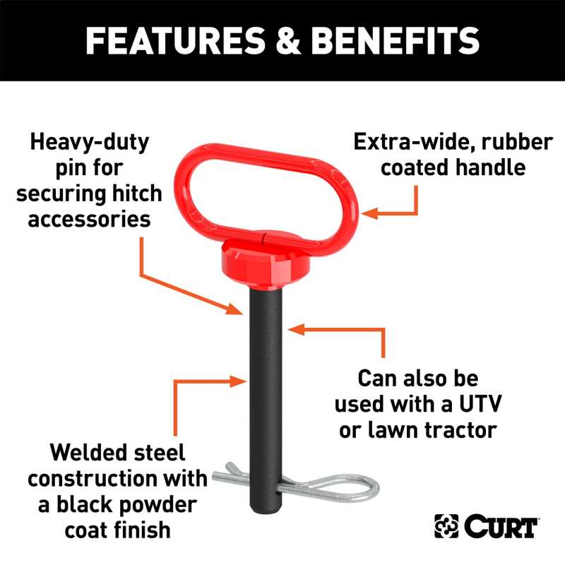 CURT Clevis Pin w/Handle And Pin 45804, Truck Accessory Center