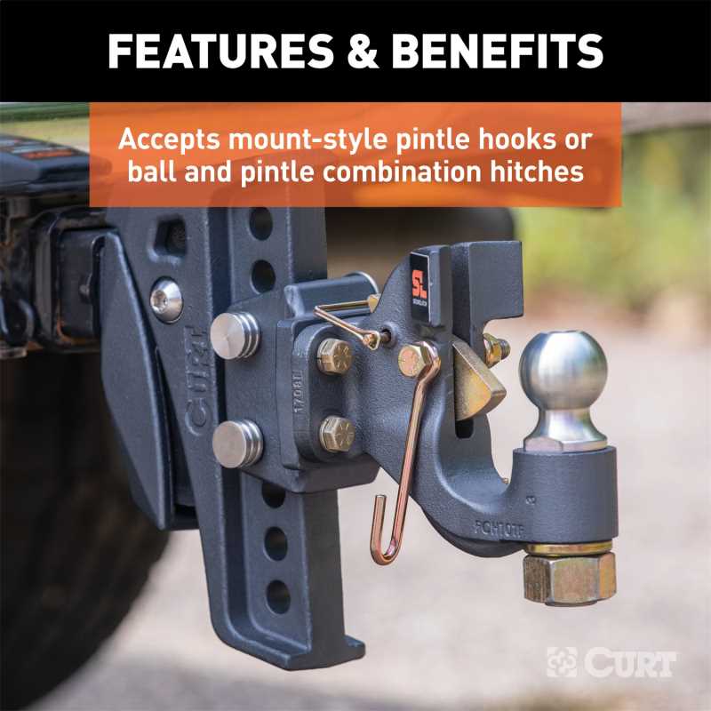 CURT Adjustable Pintle Mount 45950, Truck Accessory Center