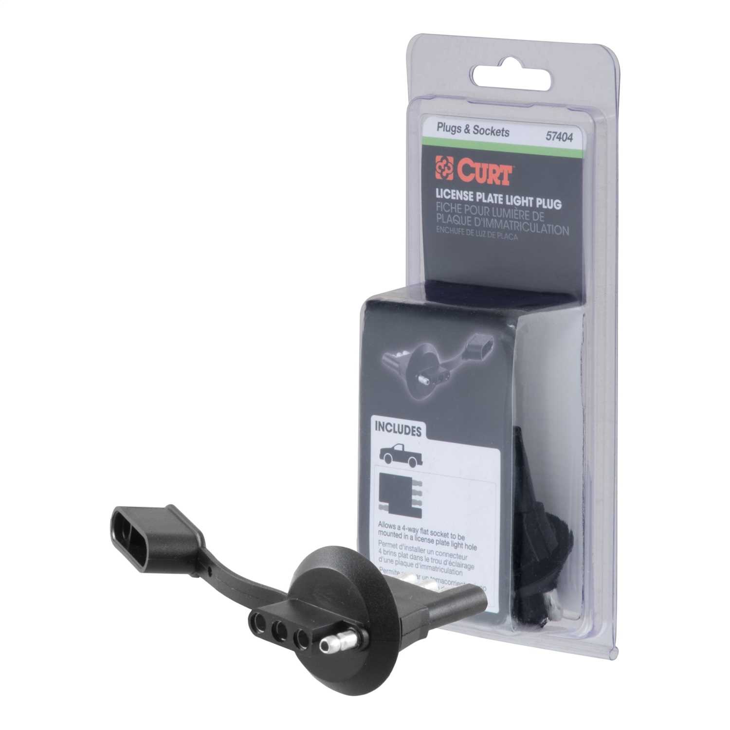 57404 CURT 4-Way Flat License Plate Light Plug Adapter