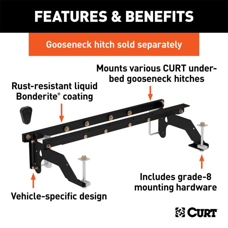 CURT 600 Series Install Kit Gooseneck Hitch 60659, Truck Accessory Center