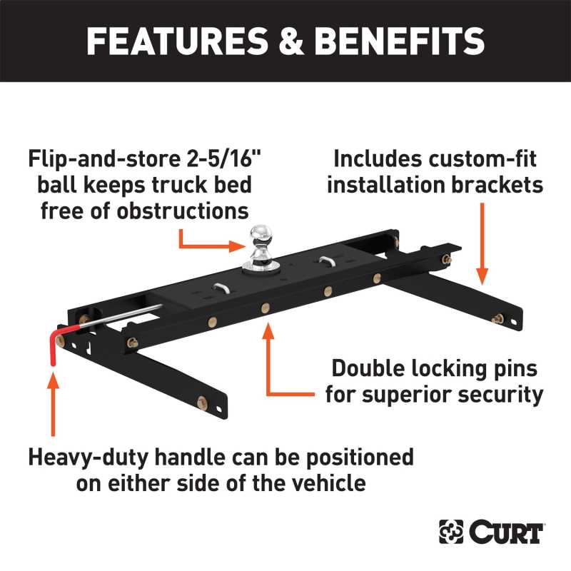 CURT DoubleLock Gooseneck Hitch/Install Kit 60734, Truck Accessory Center